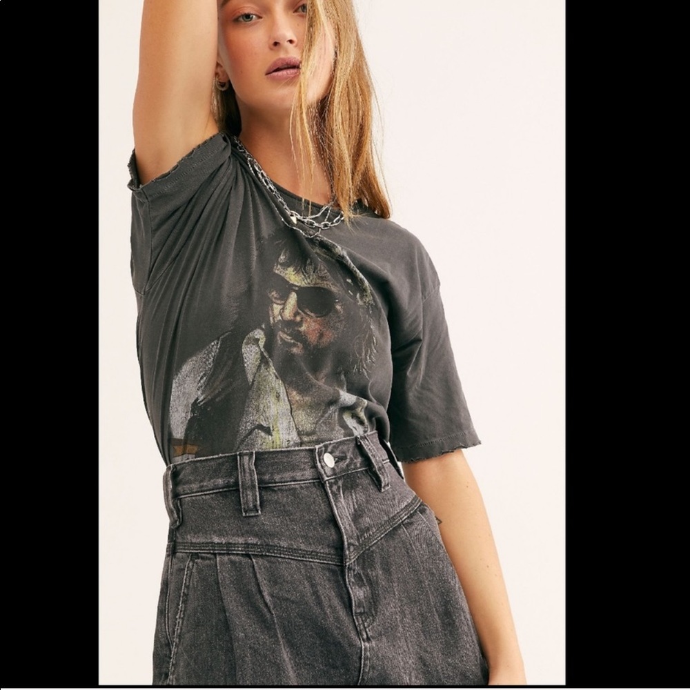 *SOLD* Free People retro denim skirt black 8 29 - Picture 3 of 10